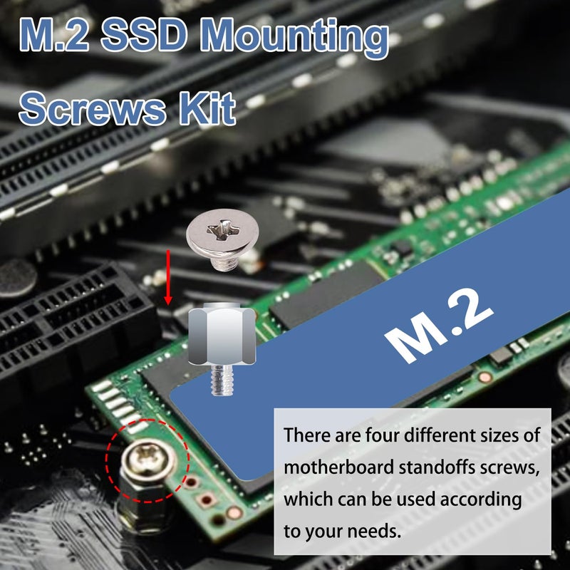Bemaka 480PCS M.2 Screws Motherboard Standoffs Kit, NVMe Screws M.2 SSD Mounting Screws for Motherboard, SSD, HDD Hard Drive, PC Fan, PC Case - Image 5
